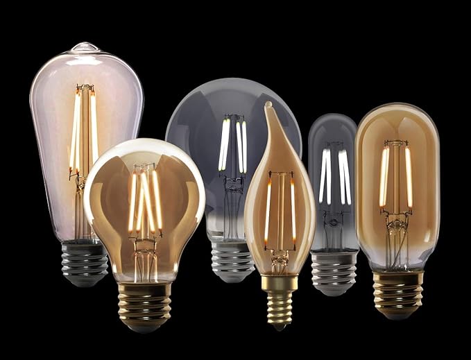 Feit Electric Vintage Exposed Filament Amber Glass LED ST15 with a Candelabra E12 Base Light Bulb - 25W Equivalent - 10 Year Life - 200 Lumen - 2100K Soft White - Dimmable | Original Vintage