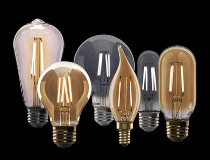 Feit Electric Vintage Exposed Filament Amber Glass LED ST15 with a Candelabra E12 Base Light Bulb - 25W Equivalent - 10 Year Life - 200 Lumen - 2100K Soft White - Dimmable | Original Vintage