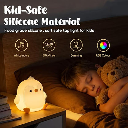 Cute Penguin Night Light for Kids, 3 Adjustable Brightness Levels & 6 White Noise Sounds,Rechargeable Variable Color Penguin lamp Gifts,Cute Room Decor Night Light for Kids Girls Boys
