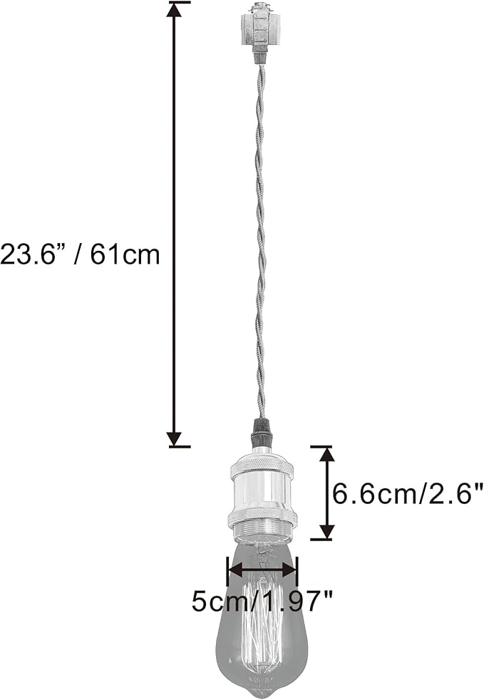 Kiven H-Type Wire Track LightPendants, 23.6 Inch Cord Length Black Weave Rope, Restaurant DecorativePendant Light Industrial Pendant Lamp 3 Pack,Bulb Not Included（Matte Black）