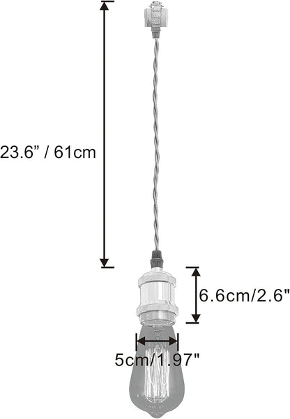 Kiven H-Type Wire Track LightPendants, 23.6 Inch Cord Length Black Weave Rope, Restaurant DecorativePendant Light Industrial Pendant Lamp 3 Pack,Bulb Not Included（Matte Black）