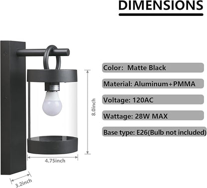 Wall Light Outdoor Lantern with Dusk to Dawn Sensor E26 Bulb (Not Include) Wall Mount Hang Lamp Wall Sconce Lighting Photocell Lights for Porch Front Door Garden IP44 Waterproof Max 28W