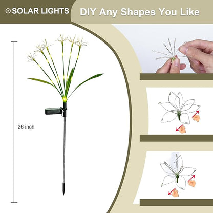 Solar Garden Lights Outdoor: Waterproof 2-Pack DIY Decorative Firework Lights with 2 Modes for Yard Patio Pathway Outside Fairy Decor - Gifts for Women Mom Mothers Day Multicolor