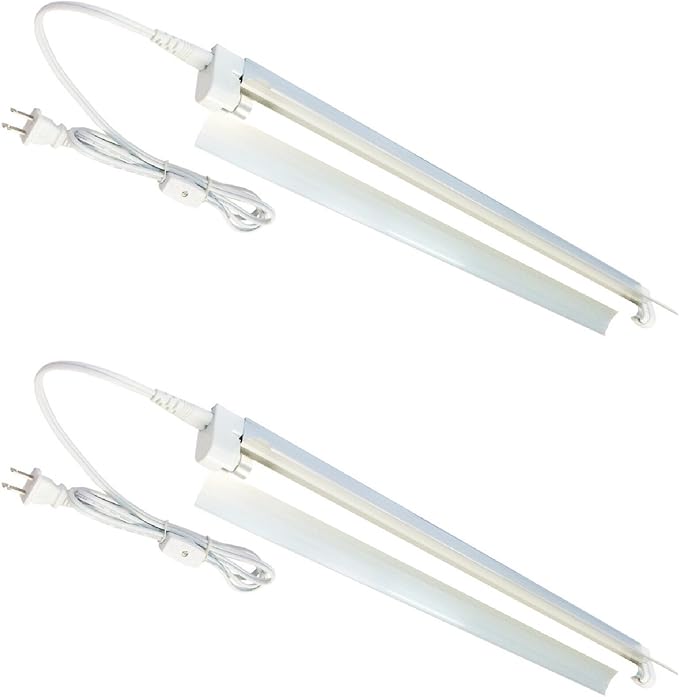 2-Pack T5 HO Grow Light - 1 Bulb Light System - Fluorescent Hydroponic Indoor Fixture Bloom Veg Daisy Chain with Bulbs (2 Foot & w/ Reflector (DL8021R 2pack), Cool White | Vegetative)