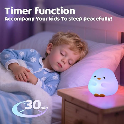 Rytinazzz Duck Night Light, Color Changing Mode & 50-Hour Battery, Squishy Silicone Lamp for Kids Room, USB Rechargeable with Timer, Mothers Day Gifts