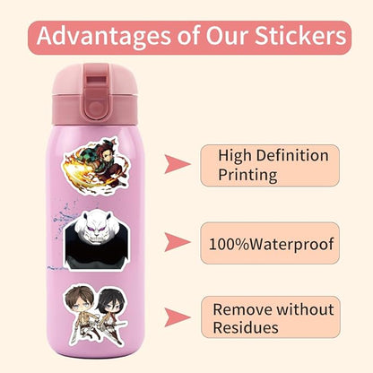200Pcs Kids Demon Manga Slayer Stickers Mixed Pack,Cartoon Characters Stickers Movie Decorative Sticker for Kids Teens Adults Waterproof Sticker for Water Bottle Laptop (mixA200)