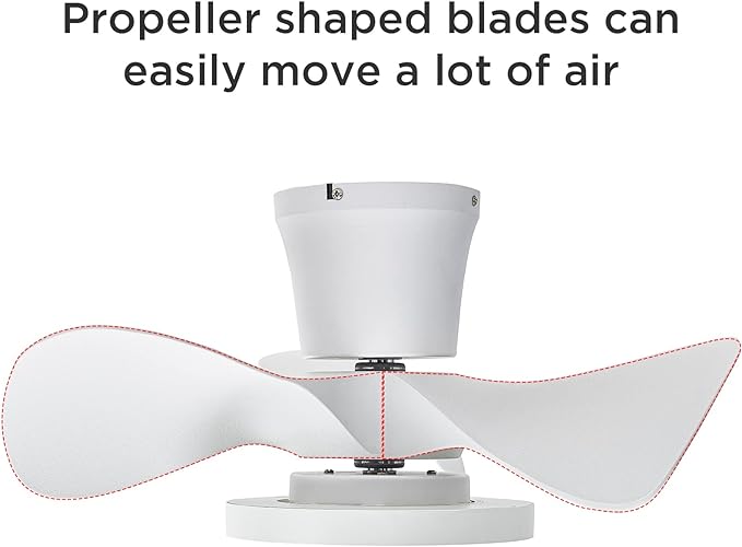 ocioc Quiet Ceiling Fan with LED Light 22 inch Large Air Volume Remote Control for Kitchen Bedroom Dining Room Patio