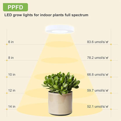 Banax 2 Pack LED Grow Light for Indoor Plants 144 LEDs, Tri-Head Ring Design, 5V/2A 10 Brightness Levels, 3/9/12H Timer, Ideal for Herbs, Succulents & Seedlings（White）