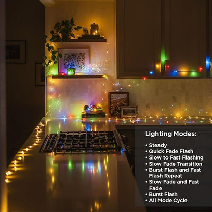 LuminAID LED String Lights - 2-Pack of 32ft USB Lights with 100 LED Bulbs per Strand - Warm White and Multicolor with 8 Modes - Perfect for Camping, Backyard, Patio, Power Outages, Indoor & Outdoor