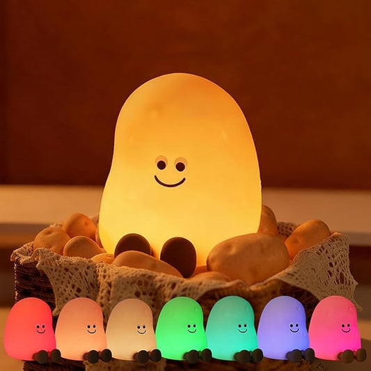 Potato Night Light, Cute Night Lamp for Kids Bedroom, Silicone Night Light with Rechargeable Lamps 3 Brightness Levels, Touch Bedside Lamp with 7 Color Dimming Decor Gift for Toddler Boy Girl (Potato)