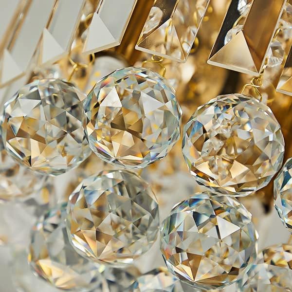Round Crystal Lamp Chandelier,Modern Gold G9 Ceiling Mount Fixture Dia.9.85" x H8.25 for Living Room Dining Room Hallway (3 Light) …