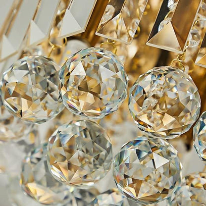 Round Crystal Lamp Chandelier,Modern Gold G9 Ceiling Mount Fixture Dia.9.85" x H8.25 for Living Room Dining Room Hallway (3 Light) …