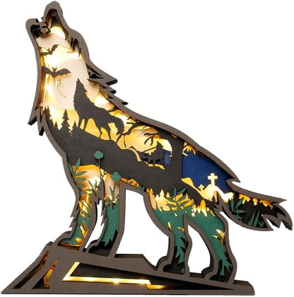 3D Wooden Animal Carving LED Night Light, Wood Carving Light, Modern Home Decoration, Decorative Tables, Cabinets, Living Rooms, Bedrooms, Offices, Farmhouses, Bookshelves, Perfect Holiday Gifts