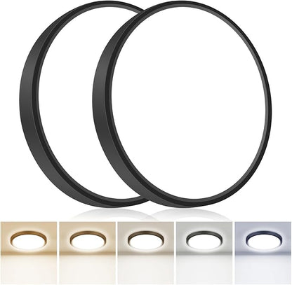 hepside 2PACK Flush Mount LED Ceiling Light Fixture 5CCT 9Inch 18W & 200W Equivalent Closet Light Fixture,Small Round Slim Surface Ceiling Lamp for Hallway,Bathroom,Bedroom,Kitchen,Interior