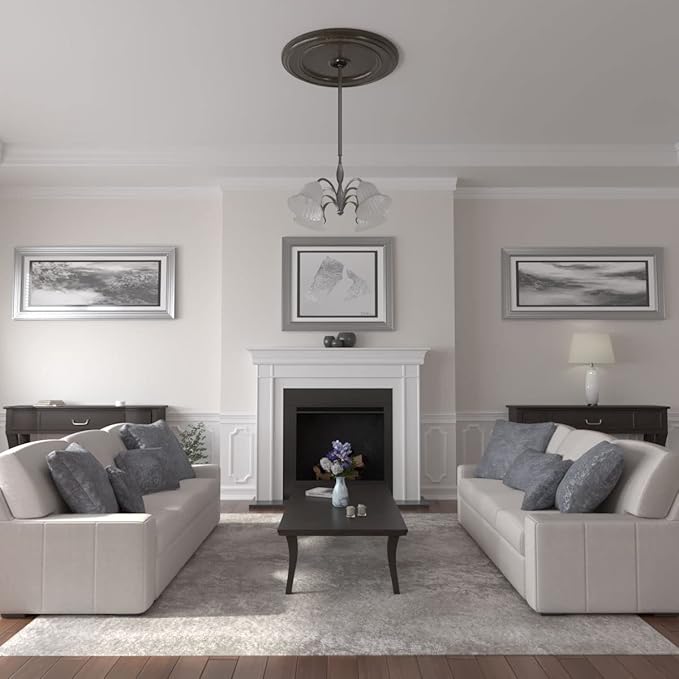 Ekena Millwork CM41CLSHC Classic Ceiling Medallion, 41 1/8"OD x 4"ID x 2 1/8"P, Hand-Painted Stone Hearth Crackle