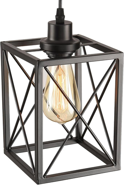 Black Pendant Lighting Modern Pendant Light, Adjustable Pendant Light Fixture,Pendant Lights Kitchen IslandLight (3 Pack Square Pendant Light)