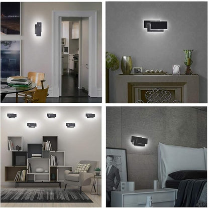 Ralbay 24W Black Wall Sconces Indoor Modern LED Wall Light for Bedroom Up and Down Wall Mount Light, Natural White 4000K