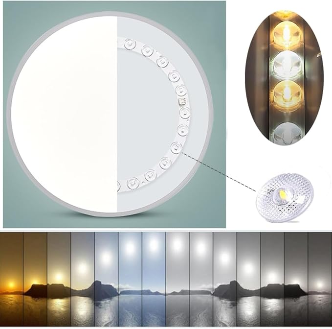 LED Ceiling Light Fixture,12 Inch Modern Round Recessed Ceiling Lights,3000K-6000K Dimmable Light,White 18W Close to Ceiling Lighting Flush Mount for Bedroom Living Room Ceiling Lamp