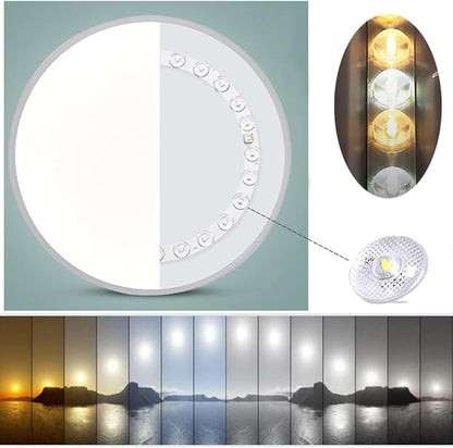 LED Ceiling Light Fixture,12 Inch Modern Round Recessed Ceiling Lights,3000K-6000K Dimmable Light,White 18W Close to Ceiling Lighting Flush Mount for Bedroom Living Room Ceiling Lamp