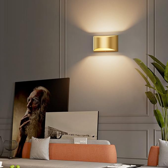 Aipsun Gold Wall Sconce Indoor Wall Lights Hardwired Set of 2 Up and Down Wall Mount Light for Living Room Bedroom Hallway Corridor Conservatory Warm White 3000K(with G9 Bulbs)