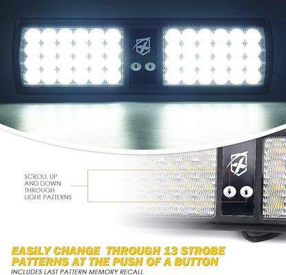 Xprite White 48LED Visor Strobe Flashing Lights Sunshield Hazard Warning Light for Law Enforcement Emergency Vehicles Trucks