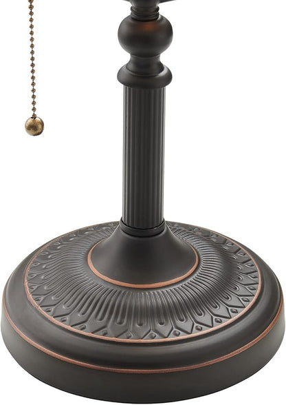 Matted Orange Glass Bankers Desk Lamp with Pull Chain Switch Plug in Fixture