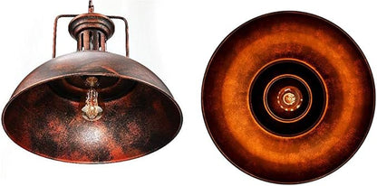 Industrial Dome Pendant Light Fixture, Farmhouse Barn Hanging Ceiling Lighting for Kitchen Island, Dining Room, Rustic Bronze Metal