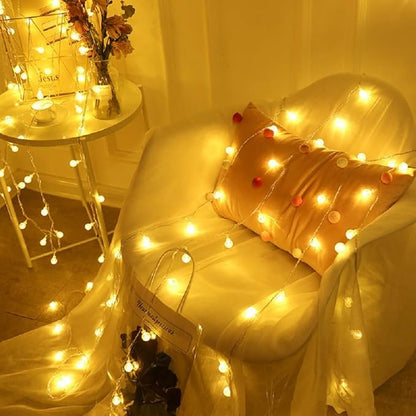 Globe String Lights Plug in, 10ft 20 LED Globe Crystal Ball Warm White Fairy Lights for Birthday Holiday Christmas Wedding Party Home Decoration