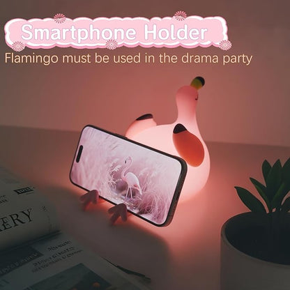 YR YRHH-PET Flamingo Cute Night Light, Squishy Lamp Flamingo Decor, Valentines Day Gifts for her, Girls Pink Stuff Toy, Rechargeable Dimmable Silicone Kids Nightlight, Baby Nursery Dorm Bedside Lamps