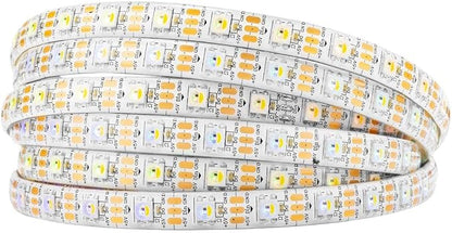BTF-LIGHTING RGBW RGB+Warm White SK6812 (Similar WS2812B) 4 Colors in 1 LED Strip Individually Addressable 16.4ft 60Pixel/m 300LED Light Dream Color IP65 DC5V White PCB (No Adapter or Controller)