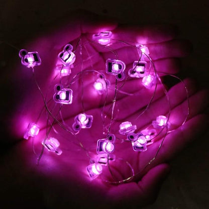 GUOCHENG 6.56ft 20 LED Music Note String Lights, Battery Operated Warm White Music Decorative Fairy Lights, Musical DIY Gift for Music Lover(Purple)