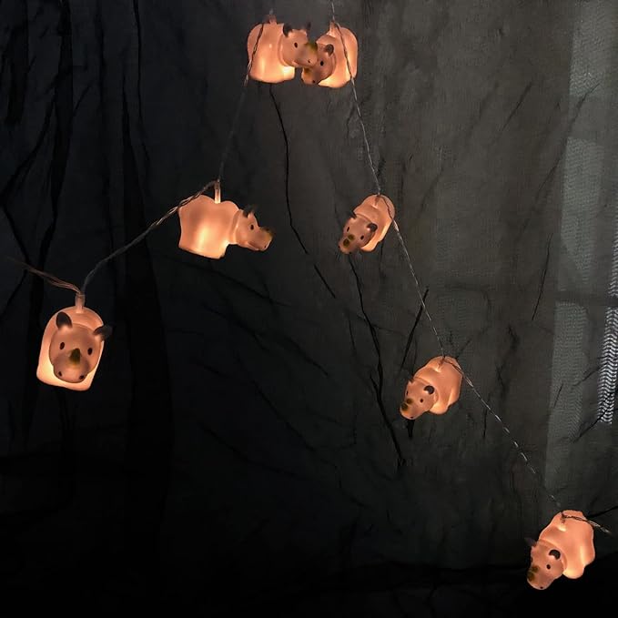 5.4 FT Cute Rhino String Lights,10 LED Christmas Rhino Fairy Light Night Light Battery Operated for Home Party Camping Decoration (Rhino)