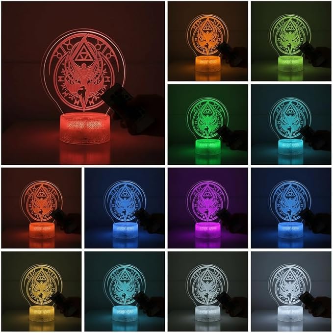 3D Night Light, 16 Color Changing Cartoon USB Desk Lamp, Crest of Hyrule Illusion Lighting with Remote Control for Home Decor Gift for Kids. (5)