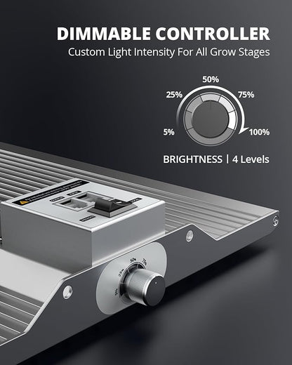 VIPARSPECTRA XS2500 Grow Lights for Seed Starting, 250W Dimmable LED Grow Light with Samsung LM301H Diodes, Dimming Daisy Chain Grow Lights for Indoor Plants Veg Bloom Full Spectrum for 4x2/3x3 Tent