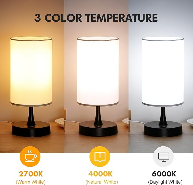 Caromolly Light Therapy Lamp, 10000 Lux Light with Remote Control, 3 Color Temperature & 4 Brightness Level & Timer, Daylight Lamp for Home, Office, Decoration(Black Base White Shade)