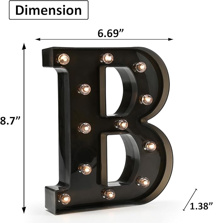 OYCBUZO Light Up Black Alphabet Marquee Letters Sign LED Marquee Number Lights Sign for Night Light Home Bar Christmas Lamp Birthday Party Wedding Decorations B