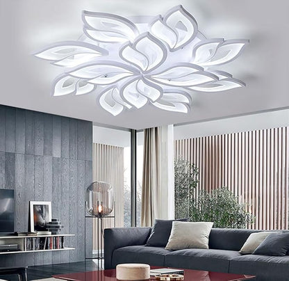 Modern LED Ceiling Light Fixture Flush Mount Chandelier Ceiling Lapm with 12-Leaf Dimmable Remote Control Ceiling Lights for Living Room Dining Room Bedroom