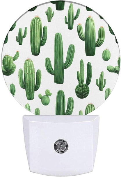 EKOBLA Cactus Plug-in Night Light, Green Cactus with “Stuck On You” Quote LED Nightlight with Auto Sensor for Home Decor