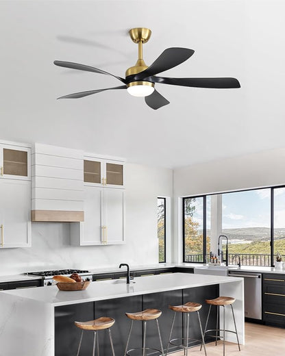 Sofucor 52" Smart Ceiling Fan, Indoor/Outdoor Ceiling Fans with Lights and Remote, Compatible with Alexa/Google/App, 3-Color Light 6-Speed Timing Reversible DC Motor for Bedroom Living Room Patio