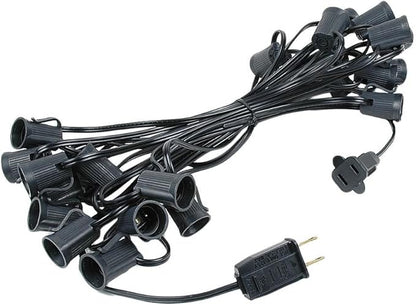 Novelty Lights 25 Foot String Light Set - Indoor/Outdoor Stringer Set for Christmas, Wedding Decor, Patios, & More - C9/E17 Intermediate Base (Black Wire, 12" Spacing)