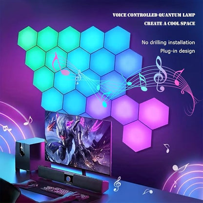 Vcwtty Music Sync Hexagon Lights, Smart LED Wall Lights 10 Pack, 13 Colors Modular Assembled RGB Wall Panels, Hex Light with USB-Power for Autism, Game Room Decor, Party(10 Pack)