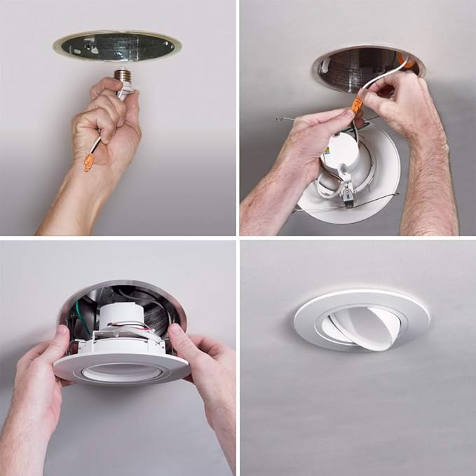 HALO RA406927WHR Ra Integrated Led Recessed Adjustable Gimbal Downlight Retrofit Trim 90 CRI, 2700K Warm 4 in, White