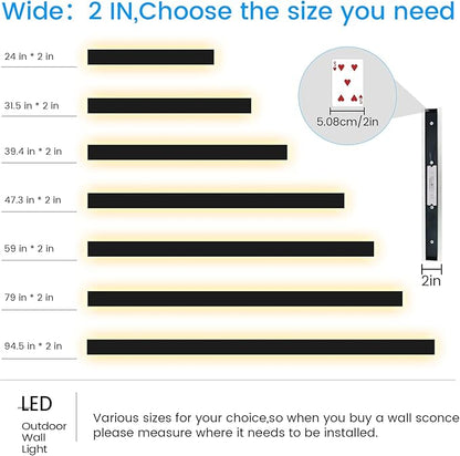 Exterior Wall Lights for House - 2pack 47.3inch Long Strip Modern Outdoor Light Wall Fixture Sconce, Dimmable Outside Garage Exterior Lights, Black Wall Mount Lighting for Porch Corridor, Garage