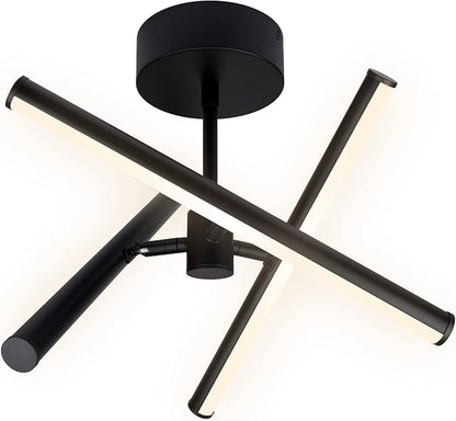 Ultralux Free Form LED Ceiling Light Fixture - Dimmable & Customizable, Semi-Flush Mount with Adjustable Light Bars - Easy-Install, Energy Efficient LED - 16" Matte Black