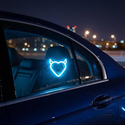 Romantic Devil-Horns Heart-Shaped LED Ambient Light - Color-Changing Car Window Lights, Universal Fit for Minivan, SUV, RV, Sedan, Truck, Personality Interior Decoration