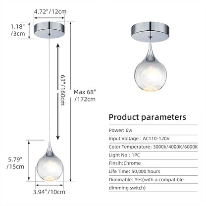 JoollySun Pendant Light Modern Crystal: Mini Chrome Light Fixtures Ceiling Hanging for Kitchen Island Bathroom