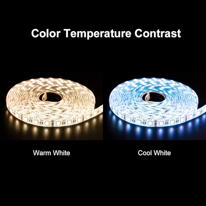 BTF-LIGHTING RGBW LED Strip Lights,UL Listed,5050 4 Colors in 1 RGB + 6000K-7000K Cool White,12V DC,16.4ft/5m 60LEDs/m 12mm White PCB, IP65 Waterproof for Home Decoration(No Adapter or Controller)