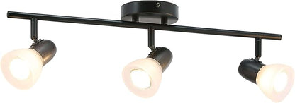XiNBEi Lighting Track Light, 3 Light Kitchen Ceiling Light with Glass, Modern Black Track Bar Lighting XB-TR1237-3-MB