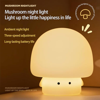 YEEFIGRO Cute Baby Night Light for Kids,Rechargeable Dimmable Silicone Nursery Toddler Mushroom Nightlight,Squishy Bedside Lamp for Night Stands,Fun Decor for Children,Mother's Day Gift(White)