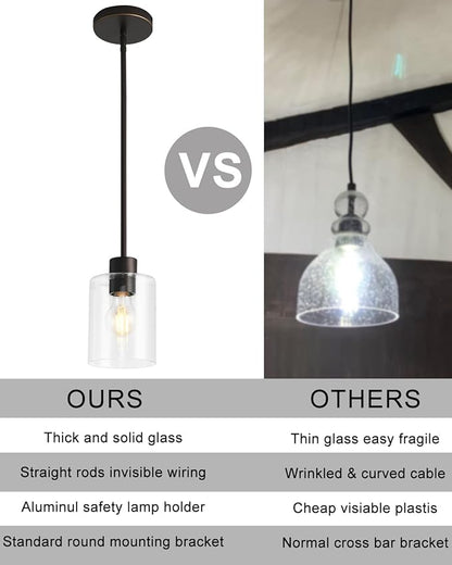 Brown and Gold Pendant Lights Kitchen Island - Clear Glass Pendant Light Fixture Multiple Stems Rods 3 Units 12 Inch 3 Units 4 Inch (1 Pack Brown and Gold Downrod)